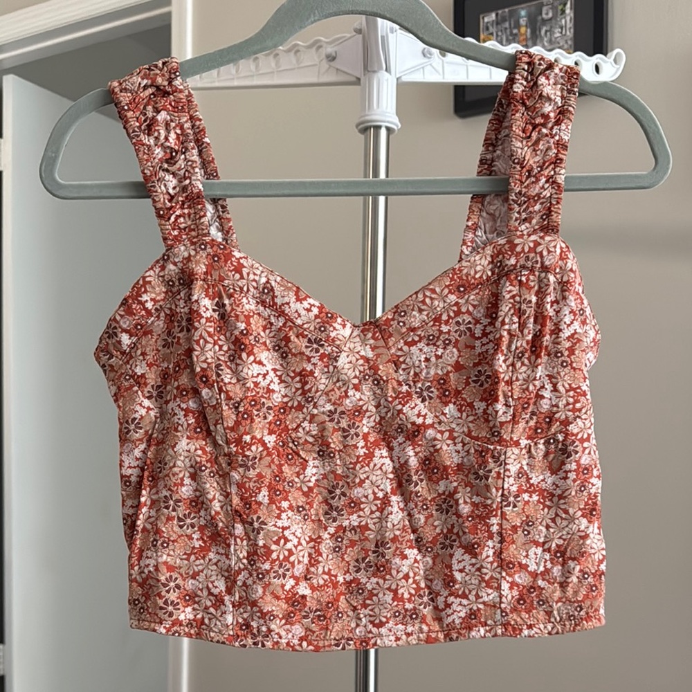 Japna White and Orange Chic Crop Top